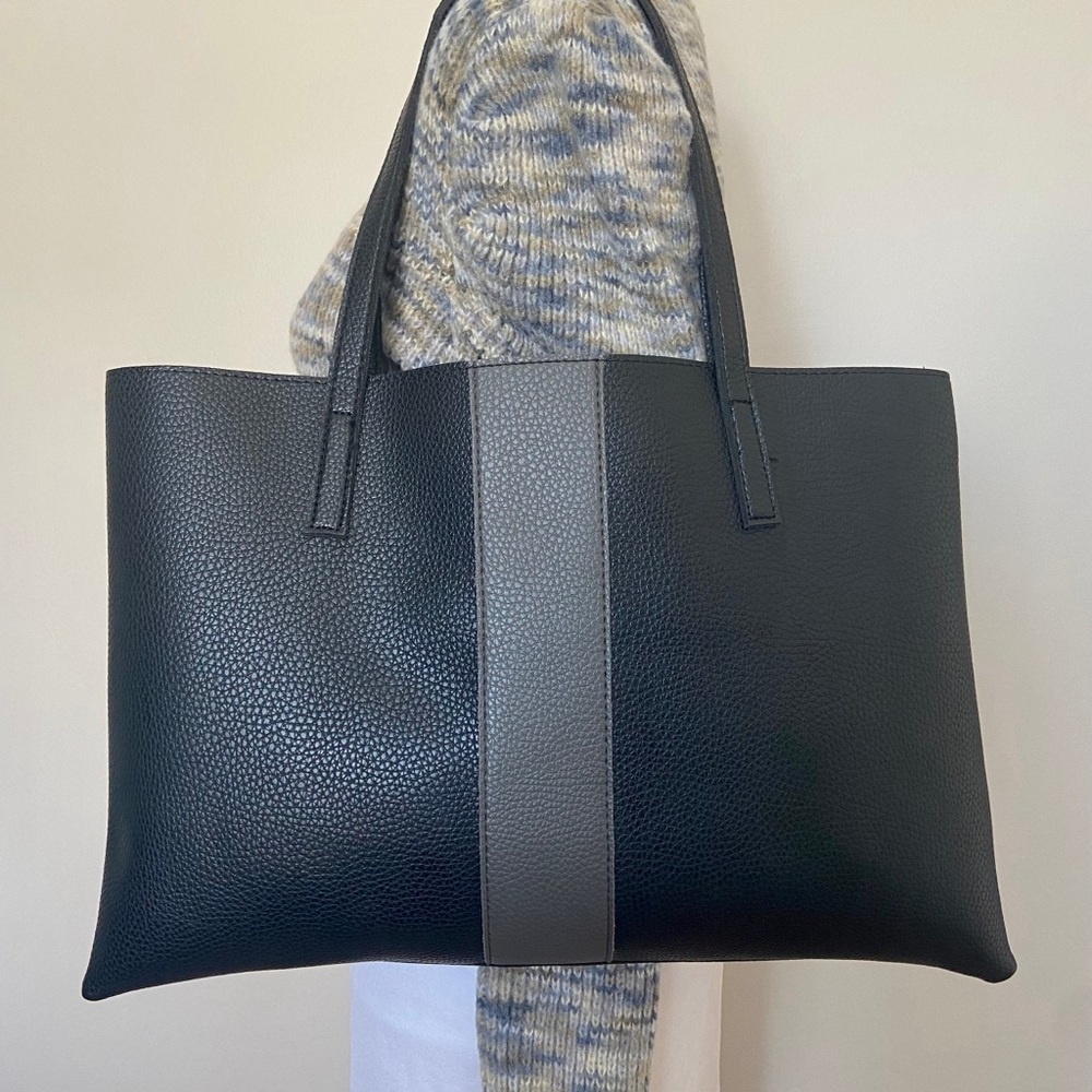 VINCE CAMUTO Vintage Black Vegan Leather Tote
